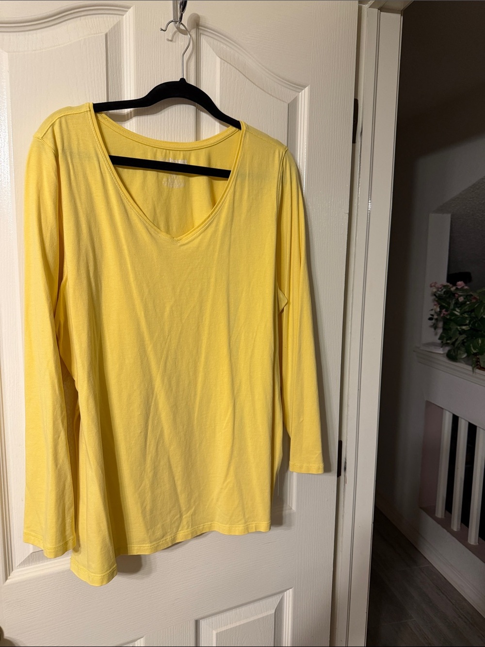 Lane Bryant Yellow V-Neck Long Sleeve Top